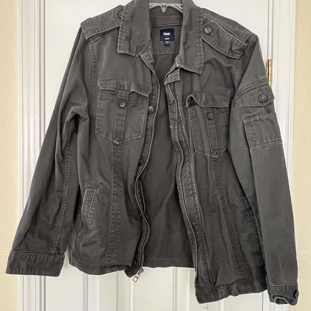 GAP Gray Military Field Jacket with Epaulettes
